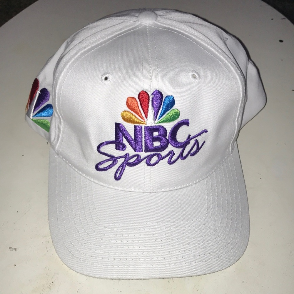 NBC Sports White Baseball Cap Multicolor Peacock Logo Sports Specialties Hat